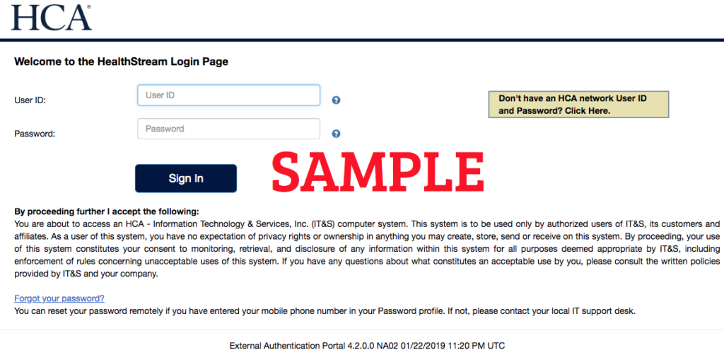 HCA Healthstream Login